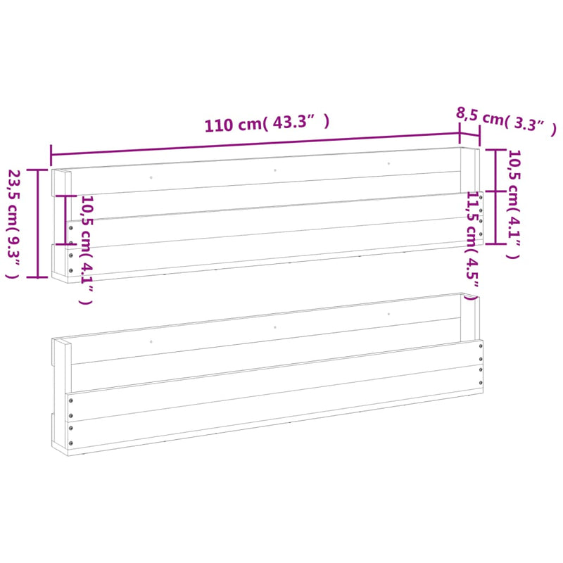 Wand-Schuhregale 2 Stk. Wachsbraun 110x8,5x23,5 cm Massivholz