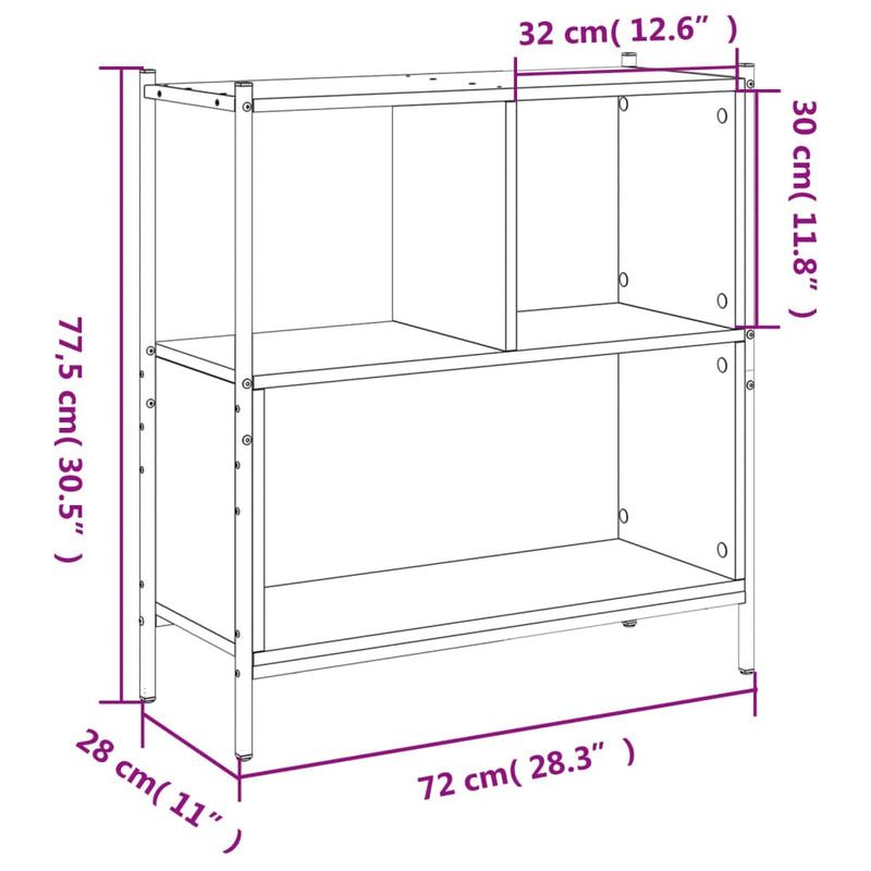 Bücherregal Sonoma-Eiche 72x28x77,5 cm Holzwerkstoff