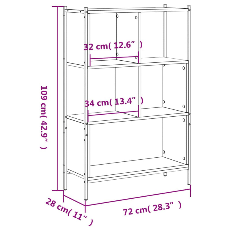 Bücherregal Schwarz 72x28x109 cm Holzwerkstoff