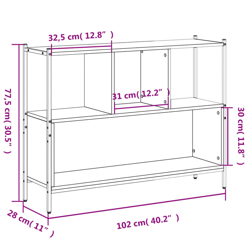 Bücherregal Schwarz 102x28x77,5 cm Holzwerkstoff