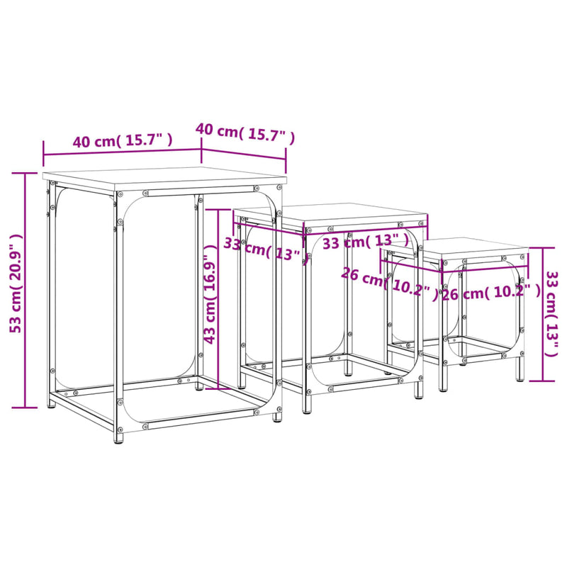 Satztische 3 Stk. Braun Eichen-Optik Holzwerkstoff