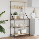 Bäckerregal Mit Haken 4 Böden Braun Eichen-Optik Holzwerkstoff