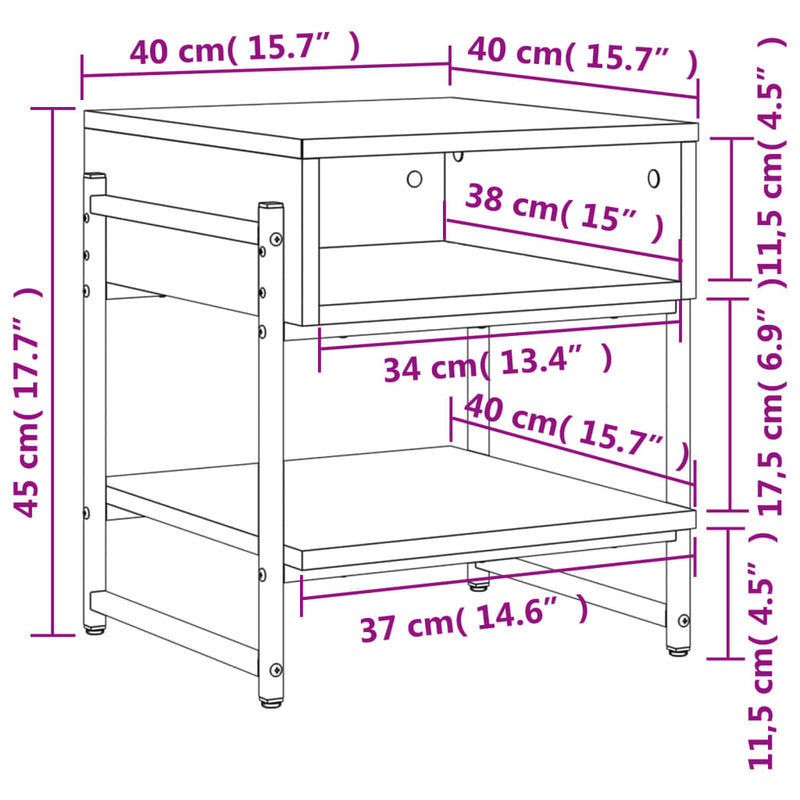 Couchtisch Schwarz 40x40x45 cm Holzwerkstoff