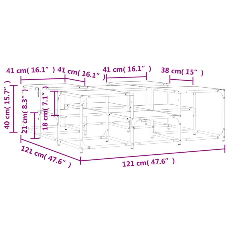 Couchtisch Braun Eichen-Optik 121x121x40 cm Holzwerkstoff