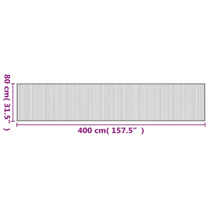 Teppich Rechteckig Schwarz 80x400 cm Bambus