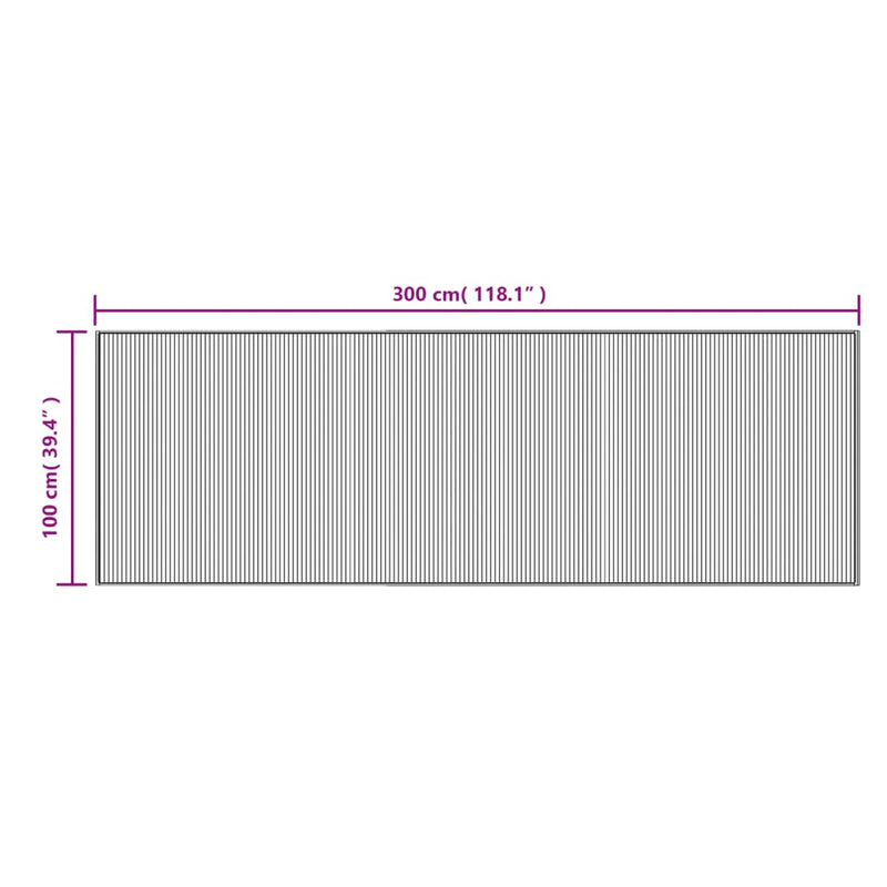 Teppich Rechteckig Dunkelbraun 100x300 cm Bambus