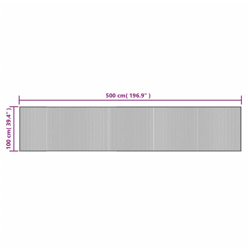 Teppich Rechteckig Schwarz 100x500 cm Bambus