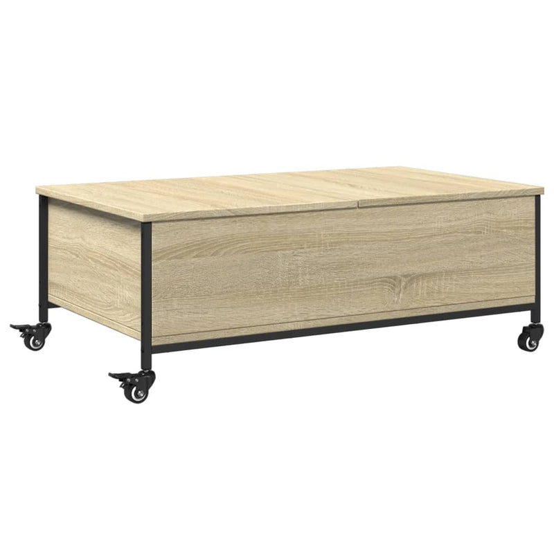 Couchtisch mit Rollen Sonoma-Eiche 91x55x34 cm Holzwerkstoff