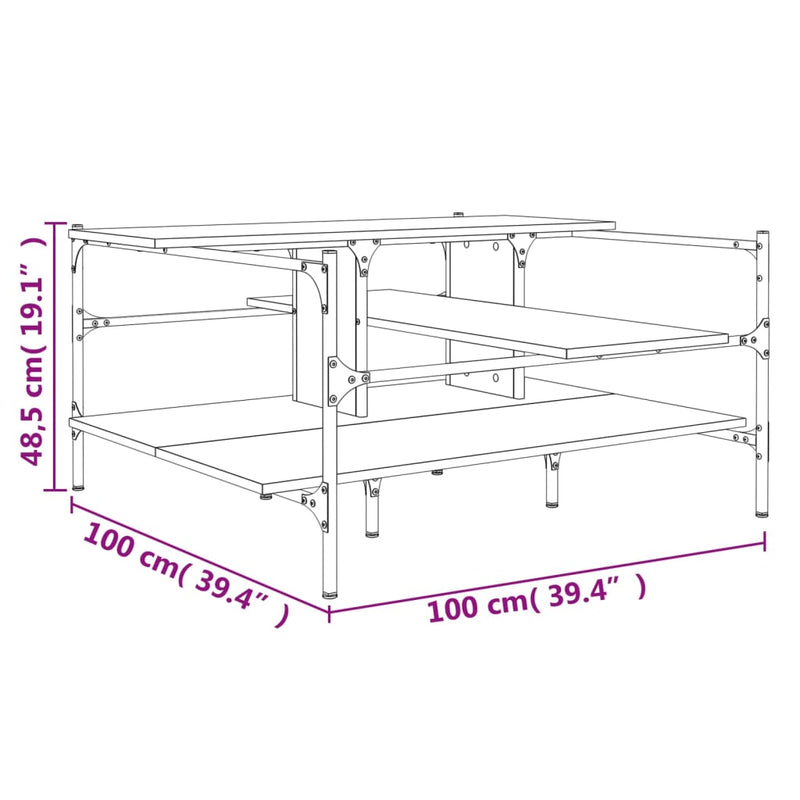 Couchtisch Schwarz 100x100x48,5 cm Holzwerkstoff