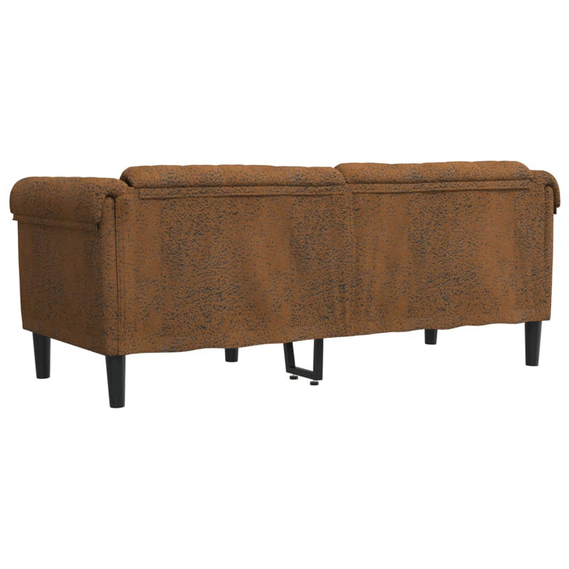 2-Sitzer Sofa Braun Kunstleder Wildleder-Optik