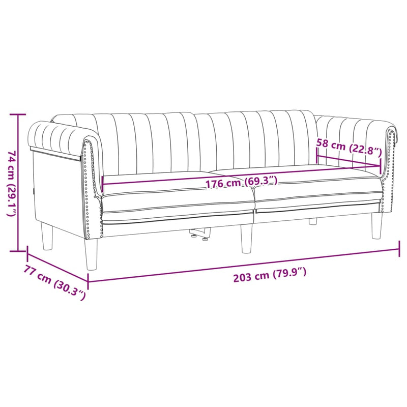 3-Sitzer Sofa Braun Kunstleder Wildleder-Optik