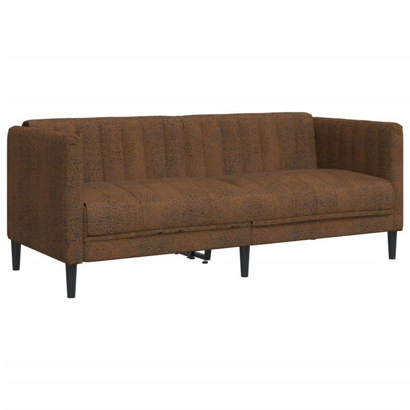 2-Sitzer Sofa Braun Kunstleder Wildleder-Optik