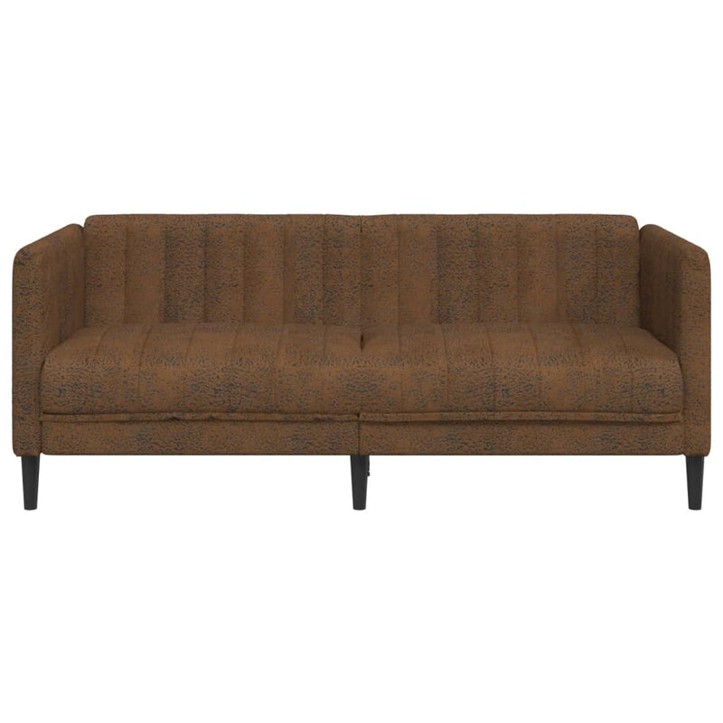 2-Sitzer Sofa Braun Kunstleder Wildleder-Optik