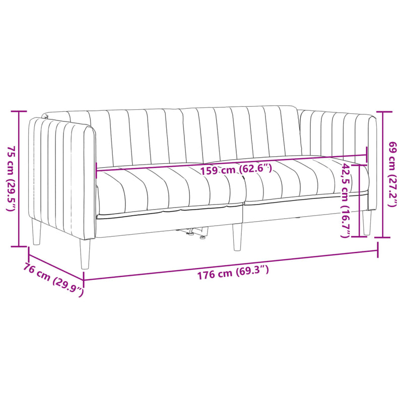 2-Sitzer Sofa Braun Kunstleder Wildleder-Optik