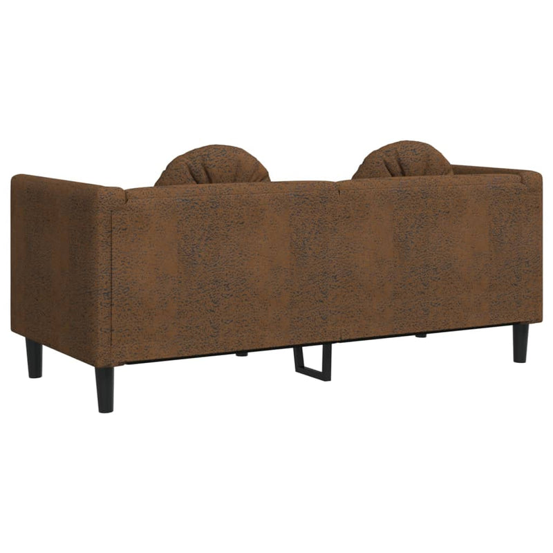 2-Sitzer Sofa mit Kissen Braun Kunstleder Wildleder-Optik