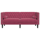 Chesterfield-Sofa Mit Nackenrollen Samt