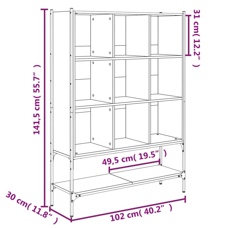 Bücherregal Braun Eichen-Optik 102x30x141,5 cm Holzwerkstoff