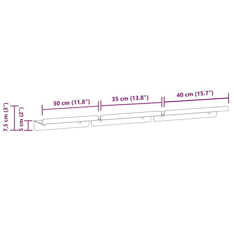 Wandregale 3 Stk. Silbern Edelstahl