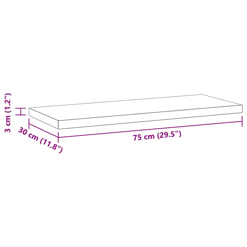 Wandregale 2 Stk. 75x30x3 cm Schwarz Edelstahl