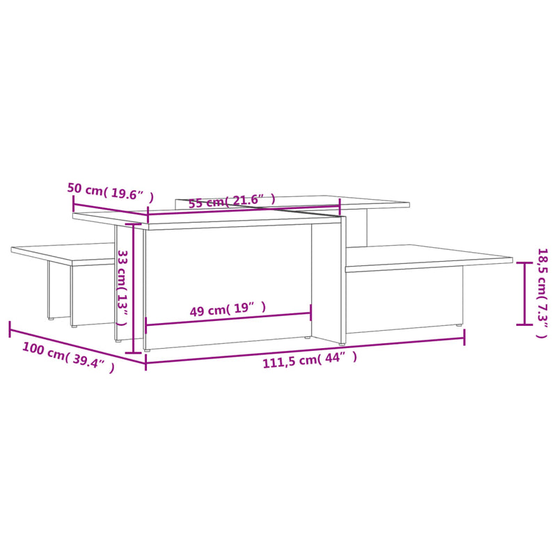 Couchtische 2 Stk. Grau Holzwerkstoff