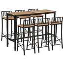 7-Tlg. Bar-Set Raues Mangoholz Und Metall Braune Eiche