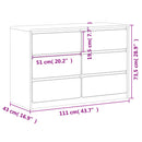Schubladenkommode Sauda Eiche-Optik 111X43X73,5 Cm Kiefernholz