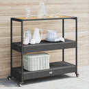 Barwagen 3 Böden Grau Poly Rattan Und Massivholz Akazie