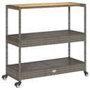Barwagen 3 Böden Grau Poly Rattan Und Massivholz Akazie