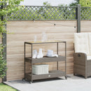 Barwagen 3 Böden Grau Poly Rattan Und Massivholz Akazie