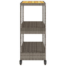 Barwagen 3 Böden Grau Poly Rattan Und Massivholz Akazie