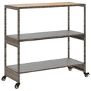 Barwagen 3 Böden Grau Poly Rattan Und Massivholz Akazie