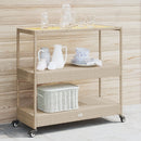 Barwagen 3 Böden Grau Poly Rattan Und Massivholz Akazie