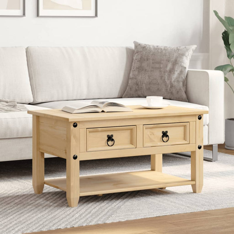 Couchtisch Mit Schubladen Corona 85X50X45 Cm Massivholz Kiefer