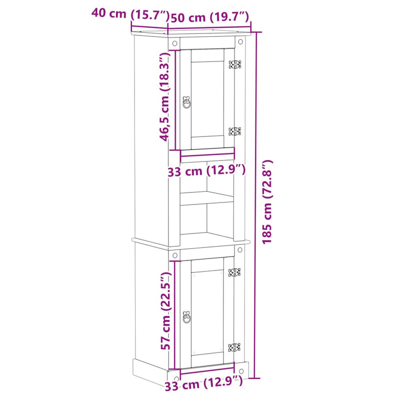 Badschrank Corona 50x40x185 cm Massivholz Kiefer