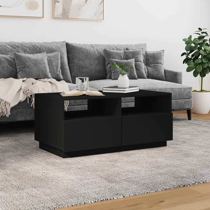 Couchtisch mit LED-Leuchten Schwarz 90x49x40 cm