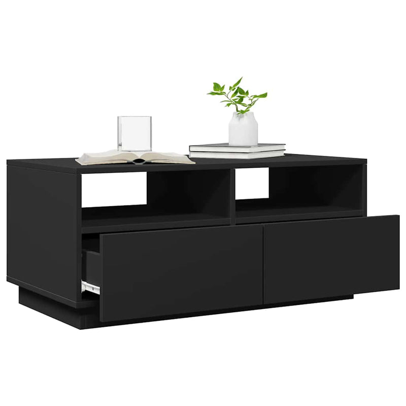 Couchtisch mit LED-Leuchten Schwarz 90x49x40 cm