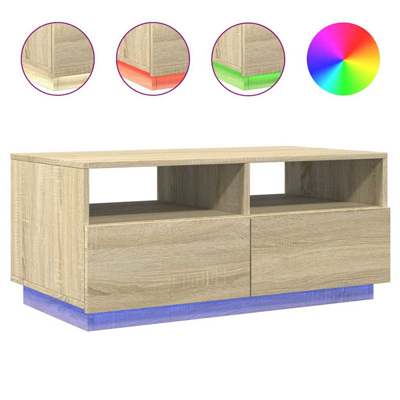 Couchtisch mit LED-Leuchten Sonoma-Eiche 90x49x40 cm