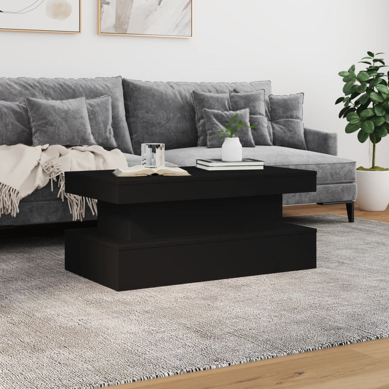 Couchtisch mit LED-Leuchten Schwarz 90x50x40 cm