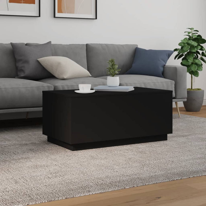 Couchtisch mit LED-Leuchten Schwarz 90x50x40 cm