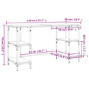 Schreibtisch 140X50X75 Cm Metall Holzwerkstoff