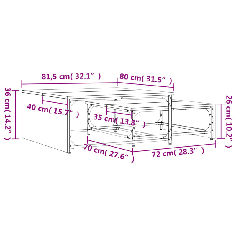 Satztische 2 Stk. Braun Eichen-Optik Holzwerkstoff und Metall