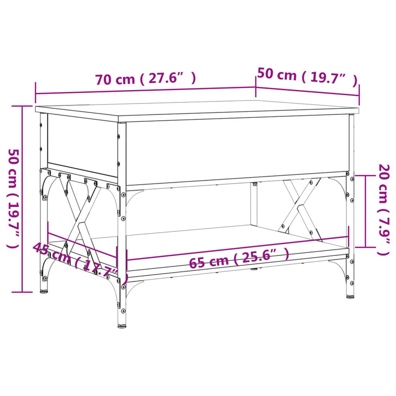 Couchtisch Schwarz 70x50x50 cm Holzwerkstoff und Metall