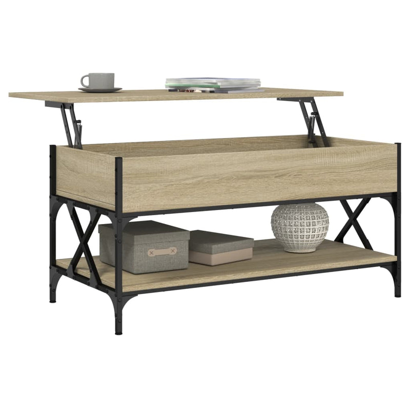 Couchtisch Sonoma-Eiche 100x50x50 cm Holzwerkstoff und Metall