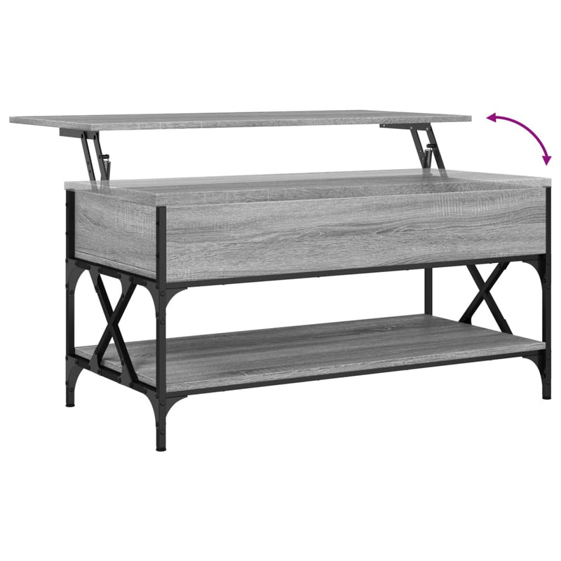 Couchtisch Grau Sonoma 100x50x50 cm Holzwerkstoff und Metall