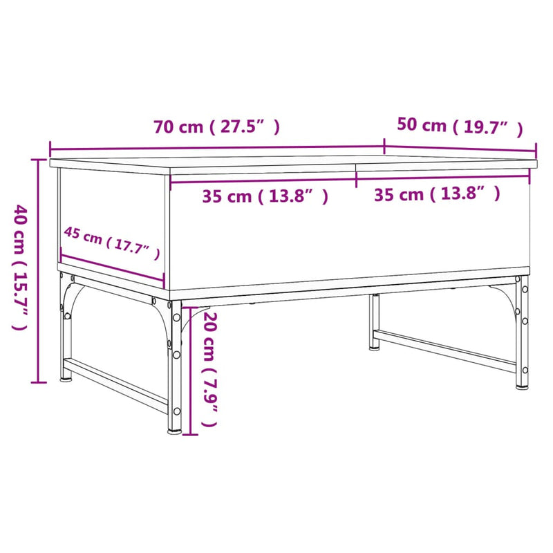 Couchtisch Schwarz 70x50x40 cm Holzwerkstoff und Metall