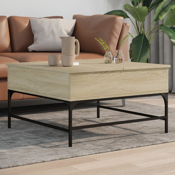 Couchtisch Sonoma-Eiche 80x80x45 cm Holzwerkstoff und Metall