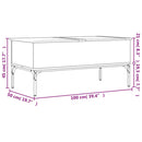 Couchtisch Braun Eichen-Optik 100X50X45 Cm Holzwerkstoff Metall