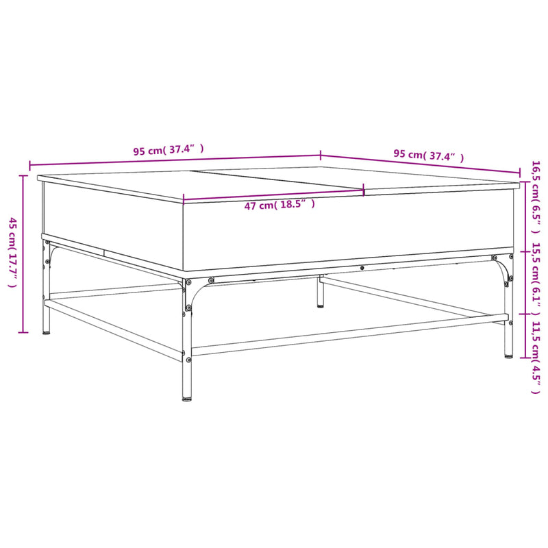 Couchtisch Schwarz 95x95x45 cm Holzwerkstoff und Metall