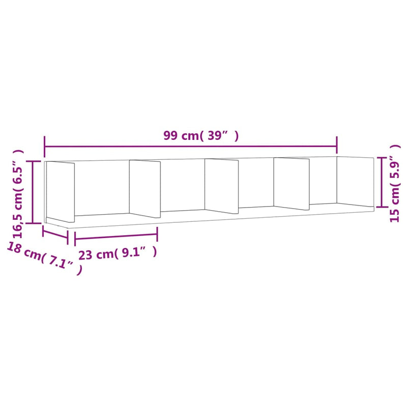 Wandschrank Räuchereiche 99x18x16,5 cm Holzwerkstoff