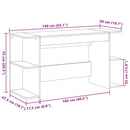 Schreibtisch Braun Eichen-Optik 140X50X75 Cm Holzwerkstoff